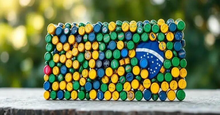 Como Fazer A Bandeira Do Brasil Com Tampinhas