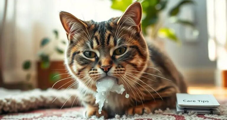gato vomitando espuma branca