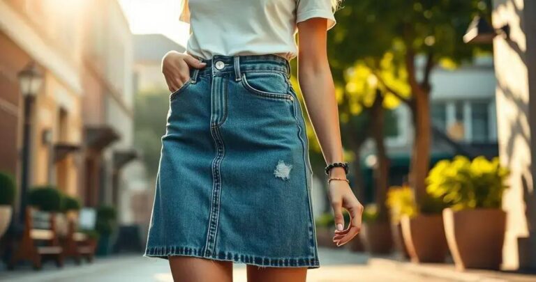 saia jeans feminina