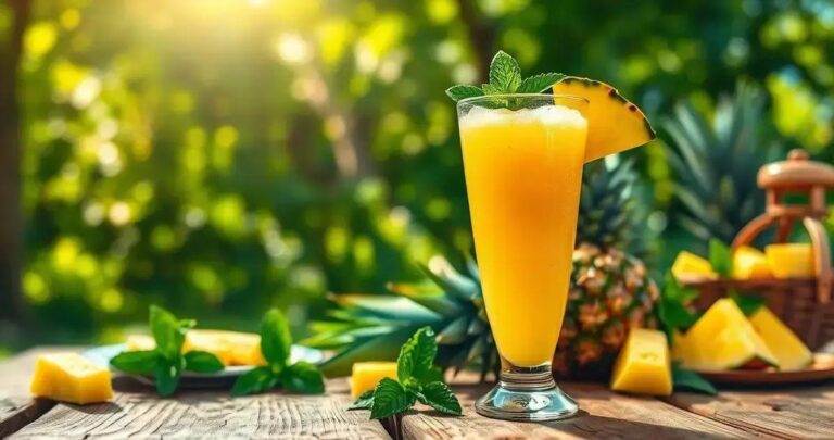 como fazer suco de abacaxi com hortelã