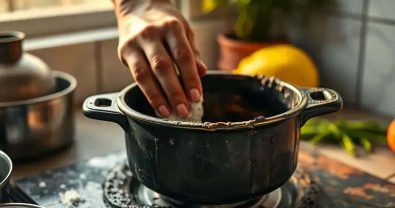 como limpar panela queimada