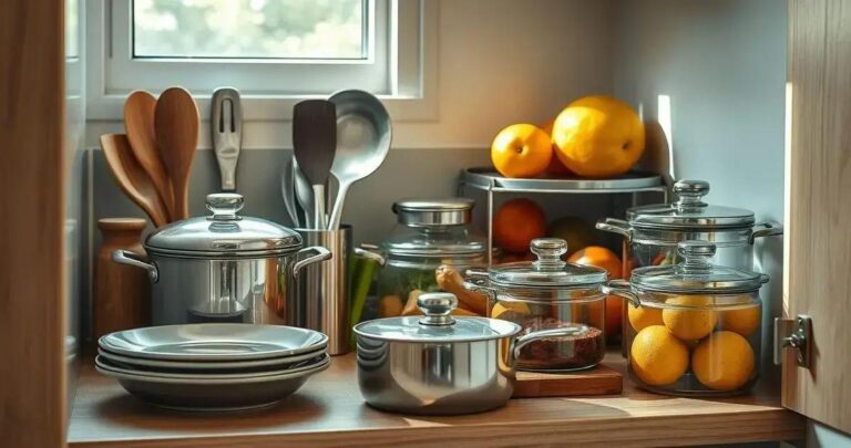 como organizar armário cozinha pequeno