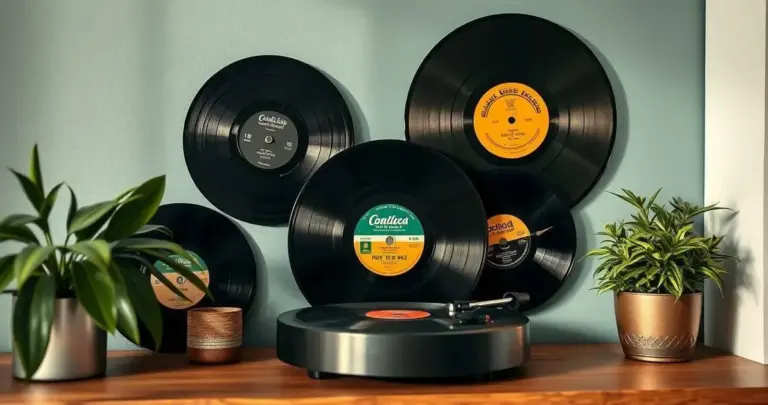 decoração com discos de vinil