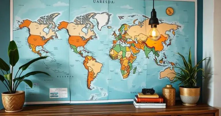 decoração com mapas