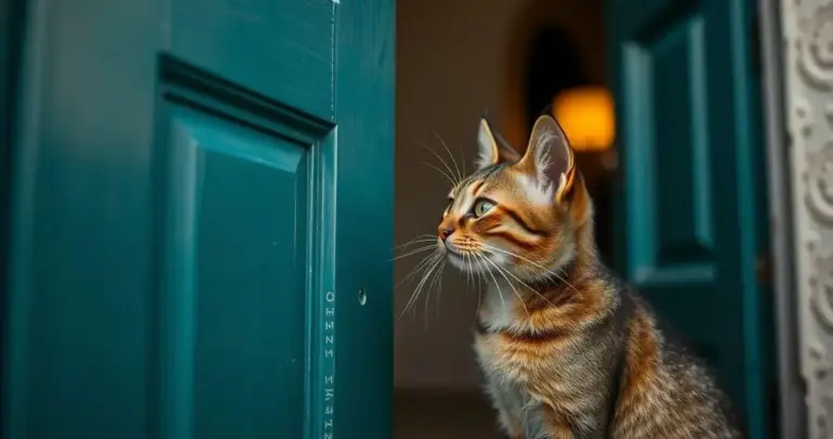 gato arranhando a porta