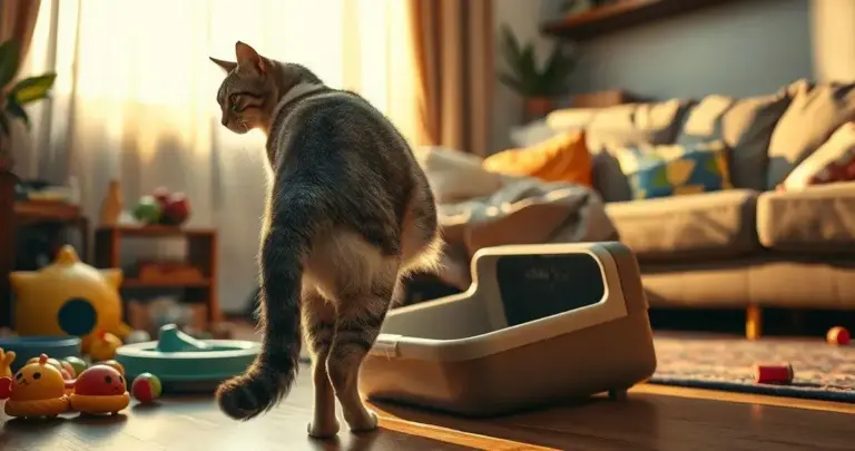 gato fazendo xixi fora da caixa